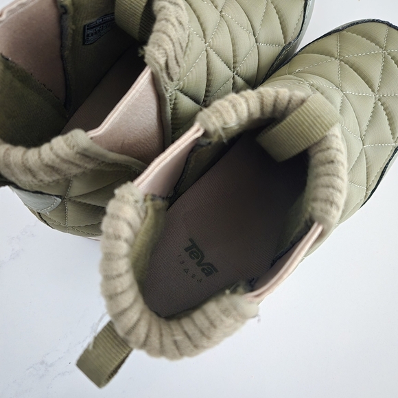 EUC Teva Ember Quilted Ankle Boot Mid Water-Repellent Bootie Burnt Olive Drab 5 - Picture 6 of 9